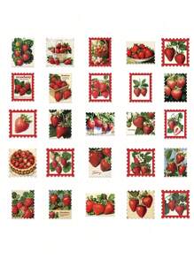 50pcs Vintage Strawberry Stamp Stickers For Luggage Laptop Notebook Cover Decoration,School Supplies,Back To School - Multicolor - View 9