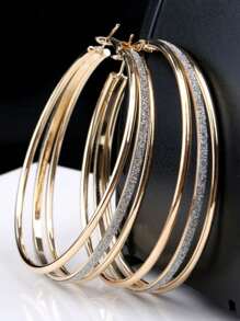 1 Pair Fashionable Multi-Layer Large Hoop Earrings For Women, Matte Finish Versatile Personalized Statement Earrings Suitable For Daily Wear, Party, Clubbing