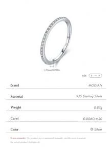 MODIAN Simple Eternity Moissanite Ring 925 Sterling Silver Sparkling Simple Thin Wedding Band Rings For Women Fine Jewelry