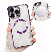 Hadaasi 1 件紫色磁性电镀 TPU 气囊透明硅胶软边简约奢华磁性兼容无线充电防摔全覆盖女士/男士保护壳带防尘孔，加厚边缘，兼容 Apple 17 Pro/17 Pro Max/17 Air/17/16 Pro/16 Pro Max/16 Plus/16/15 Pro/15 Pro Max/15 Plus/15/14 Pro/14 Pro Max/14 Plus/14/13 Pro/13 Pro Max/13/12 Pro/12 Pro Max/12/11 Pro Max/11/11 Pro 和 Galaxy S24 Ultra/S24 Plus/S24/S23 Ultra/S23 Plus/S23 和 Redmi - 紫色 - 查看 3