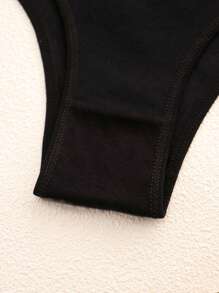 5 pezzi di biancheria intima a vita media nera per donna, di colore solido, traspirante, comoda e sexy, con design a T molto elastico