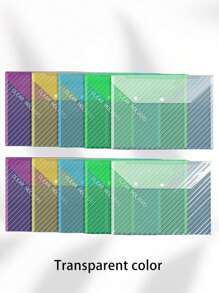 Thickened Random Color File Bags A4 Transparent Waterproof Snap Button File Bags Large Capacity Office Data File Bags Student Paper Bags, Back To School Supplies, Kawaii Stationery, School Colors, Stationery - Multicolor - View 12