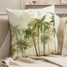 1/2pcs Tropical Rainforest Digital Printing Pillowcase, Coconut Tree Pattern Linen-Like Cushion Cover For Living Room, Bedroom, Sofa, Outdoor Garden Decoration, All Season Pillow Sham, Without Core, 30*50cm, 45*45cm, 50*50cm, 60*60cm - Multicolor - View 12