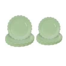 10 件/20 件/40 件/套，鼠尾草绿色扇形 9 英寸和 7 英寸纸盘，绿色扇形盘子婚礼新娘送礼会食品礼物性别揭示新生儿送礼会生日活动派对一次性餐盘甜点盘 - 綠色 - 查看 9