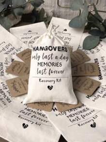 12pcs-Bachelorette Party Like Hangover Kit Bag Drawstring Wedding Welcome Holiday Survival Recovery Bridesmaid Gift Tote Bag Party Holiday Gift Bag Gold And Silver Jewelry Wrap Drawstring Bunched Print Bag Fall Decor Gift Bag,Drawstring Tool Bag Suitable For Wedding Bride Gifts, Hangover Survival Guests, Bridesmaids, Single Party Supplies,Christmas - Multicolor - View 6