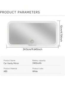 1pc 2025 New Car Sun Visor LED Cosmetic Mirror, Rechargeable Led Car Makeup Mirror With Dimmable Touch Screen, Makeup Mirror With 3 Light Modes, Clip-On Rear View Sun-Shading Cosmetic Mirror, Car Accessories- Ideal Gifts For Women