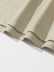 1 Stück Polyester T-Shirt mit Kalifornien-Kokosnussbaum Schriftaufdruck, geeignet für Strand, Lässig dates, Sport, Büro, Zuhause, Streetwear, gleiches Paar-Oberteil, Ganzjährig - Khaki - Übersicht 6