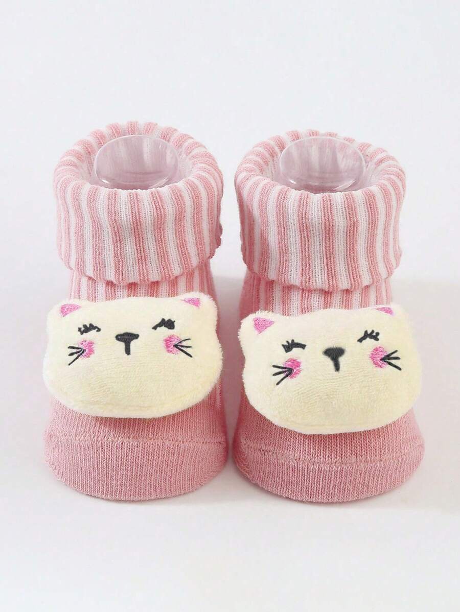 1 Pair Cartoon Doll Knitted Socks (No Transparent Sock Holder), Unisex Kids/Toddlers Socks, Y2K Style Outdoor Cold-Proof Casual Versatile Winter Warm Socks Suitable For Daily Wear