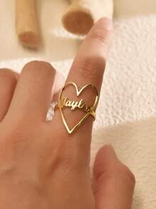 1Pc Anel de nome em forma de coração personalizado, anel de nome personalizado, anel de coração, acessórios de moda para noivado e casamento, presentes de dia dos namorados