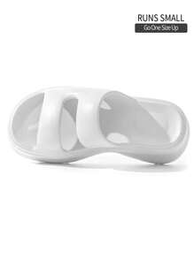 女士厚底挤压感拖鞋，EVA 时尚户外沙滩凉鞋，夏季高跟拖鞋 - 白色 - 查看 5