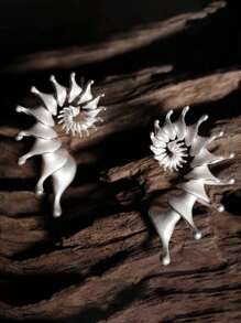 1 Pair Seashell Stud Earrings For Women, Y2k Style Jewelry Gift - Multicolor - View 4
