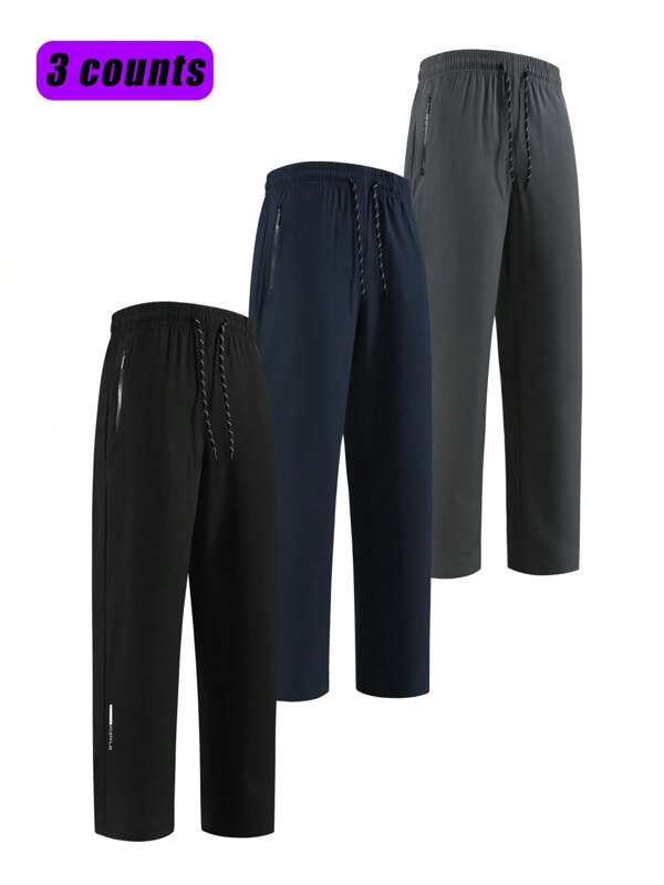 3 Pairs Men's Outdoor Sports Casual Quick-Dry Breathable Loose Cargo Pants, Summer