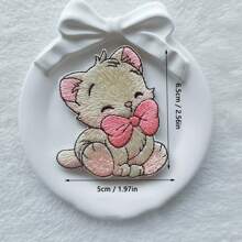 5pcs Embroidered Patch Badges, Adhesive Fabric Applique Patches For Kids Cartoon Clothes, Hats, Jackets, DIY, Butterfly, Bow, Cat Embroidery Patch Set, Applicable For Phone Cases, Bags, And Clothing Decoration - Photo Color - View 3
