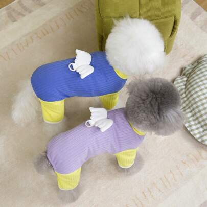 Nouveaux vêtements de printemps/été pour animaux de compagnie, tenues décontractées pour chats, tenues d'ange d'intérieur, vêtements, costumes pour animaux, vêtements pour petits chiens, tenue décontractée, vêtements pour animaux de style britannique, tenue de sport respirante avec crochet pour laisse