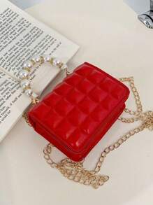 Cute And Fashionable Pearl Texture Handbag Coin Purse Crossbody Bag Outing Handbag Small Square Bag - View 3