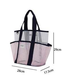 1PC Women's Mesh Beach Tote Bag, Perfect For Casual, Carefree Poolside Use During Vacations Or At The Beach.Mesh Beach Bag - Large Tote Bag, Perfect For Family Essentials, Toys, And Vacations