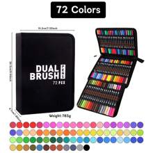 Bộ bút lông hai đầu 72-168 màu, bút lông nghệ thuật đầu trung bình dùng để vẽ, viết thư pháp, viết nhật ký và viết chữ tay - Nhiều màu, không thấm nước, có thể giặt được, lý tưởng cho bề mặt nhựa, thích hợp cho học sinh, làm quà tặng Lễ Tạ ơn, Giáng sinh, Năm mới - Nhiều màu - Xem 14