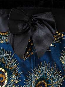 Corsets For Women Overbust Bustiers Top Embroidery Peacock Nobility Feather Burlesque Halloween Costume - 黑色 - 查看 5