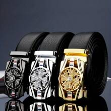 高级自动扣男士腰带，中年商务休闲腰带，百搭休闲、商务、男友、丈夫、父亲、男士礼物，日常穿着、时尚、青少年、户外、度假、运动、旅行、街头、波西米亚风、复古秋季、万圣节秋冬配饰，适合青少年、青年、男士、休闲、户外、运动、度假、毕业礼物、生日、日常穿着