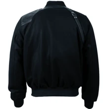 Men Wool Bomber Jacket DM6J Black - Black - View 4