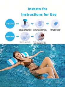 新款充气网状泳池吊床、条纹浮垫、水上吊床躺椅、充气气垫床。夏季海滩游泳、泳池活动、沙滩游戏的必备品 - 彩色 - 查看 7