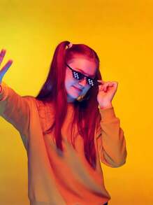 4副新款马赛克眼镜，个性化像素时尚眼镜，酷炫派对礼物，彩色像素眼镜，复古眼镜，趣味马赛克图案，适合派对、婚礼、像素眼镜等各种趣味场合，夏威夷派对用品 - 彩色 - 查看 3