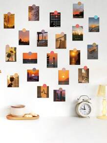 60pcs Sunset Retro Decorative Stickers, Elegant Sunset Ambiance Stickers For Planner, Notebook, Fridge, Waterproof Stickers, Sunset Decor Cards, Wall, Bedroom, Postcards, Photo Frames, High-Quality Sunset Stickers Room Decor Home Decor Wall Stickers Wall Decor