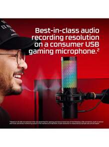 原装全新 HyperX QuadCast 2s USB 麦克风，适用于游戏直播和播客，带板载控制 LED 照明可拆卸 - 黑色 - 查看 8