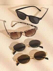 全新复古色调基础款完美优雅 1/4 件圆形塑料和金属全框时尚眼镜，适合女性家庭出游、热带海滩度假、街头摄影时尚配饰