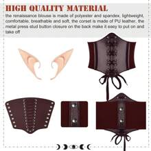 Halloween Women's Renaissance Fairy Costume Set, Medieval Hooded Dress With Accessories, Get Ears As A Gift