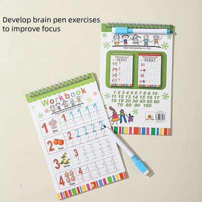 Cuadernos de práctica de escritura a mano para niños, cuadernos de trabajo de trazado y escritura para educación temprana, borrables, en inglés, fuente mayorista para comercio transfronterizo