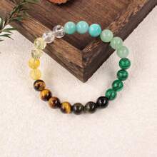1pc Natural Citrine Tigers Eye Crystal Bracelet For Women Summer Beaded Bangles Money Gifts For Boyfriend Dad 50th Birthday