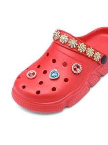 CIVHOM 女士时尚木屐，EVA 软底舒适透气防滑拖鞋凉鞋，夏季沙滩鞋，个性化饰物组合，非常适合室内、室外、淋浴、海滩和泳池使用 - 紅色 - 查看 2