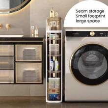 Ultra-Thin Bathroom Locker, Waterproof Narrow Bathroom Locker, Floor Cabinet With Wheels And Toilet Paper Holder, Suitable For Small Space, Living Room, Bathroom, Bedroom 2/3/4 Floors