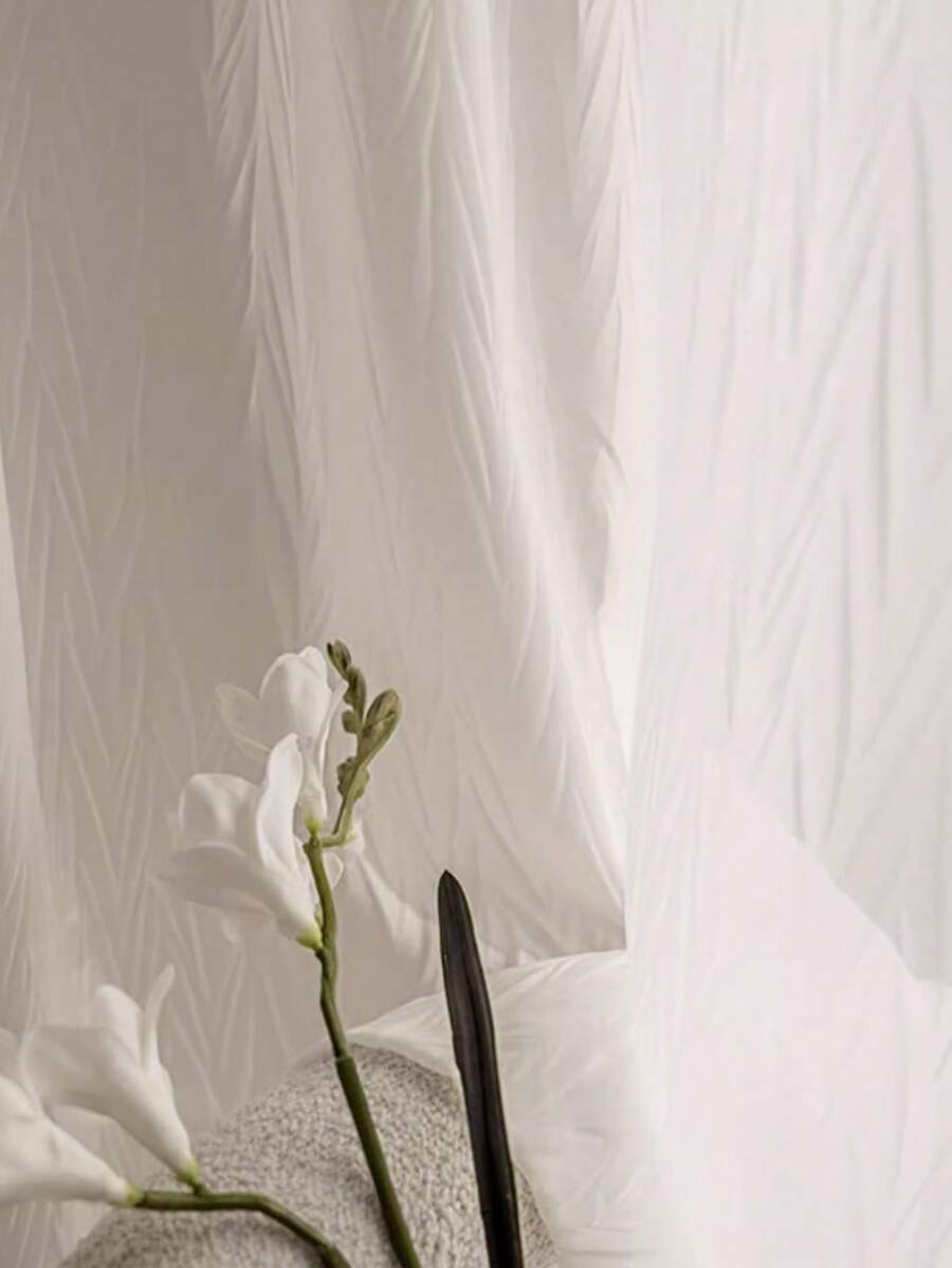 1pc European Crafted Japanese Anti-Scratch Sheer Curtain, Translucent But Not See-Through, Living Room/Bedroom/Balcony Window Curtain, Anti-UV, Wrinkle Resistant, White