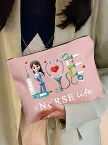 1 Nurse's Daily Printed Medicine Bag, Travel Pill Storage Bag, First Aid Kit, Reusable Medicine Bag For Travel And Cosmetics, Perfect Health Gift, Makeup Bag, Cosmetics Bag Travel Essentials Travel Accessories Travel Must Haves Holiday Essentials Holiday Travel Bag
