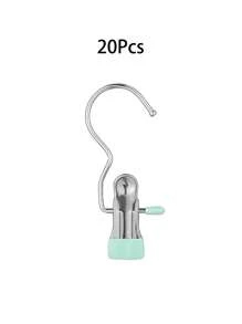 20Pcs/10Pcs/5Pcs Simple Stainless Steel Hook Clip, Multifunctional Single Hook Clip For Pants, Skirts, Drying Windproof Hook Clip, Household Space Saving Organizer For Bedroom, Closet, Wardrobe, Home, Dorm