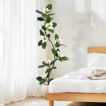 CuisinSmart 5ft Fake Rubber Tree With White Planter,Pre Potted Faux Tree With 7 Pcs Magnolia Flowers For Home Decor Office House Living Room Indoor Outdoor - 綠色 - 查看 5
