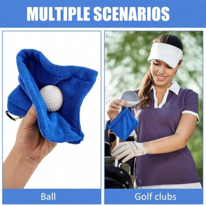 1 Golf Towel, Cleaning Cloth For Golf Clubs And Balls, Golf Course Cleaning Towel, Golf Towel, Hook Design For Easy Storage, Outdoor Hook Cleaning Cloth, Golf Supplies, Outdoor Sports Gifts, Father's Day Gifts.