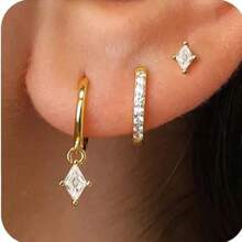 3 piezas Pendientes colgantes de estrella de un solo oído, pendientes de aro abrazador exquisitos para mujeres, pendientes apilados para mujeres