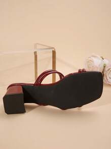 2024新款夏季法式优雅女士凉鞋，粗跟细带时尚绑带高跟凉鞋 - 紅色 - 查看 9