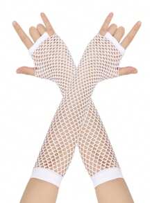 Fingerlose Netzhandschuhe für Mädchen & Kinder, Neonfarben, Größe 8-16 Jahre, geeignet für Partys, Kostümspiele, Cosplay und andere Themenveranstaltungen