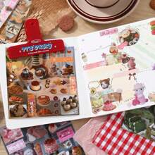 30Sheets Japanese Style Cute Food Stickers, Vintage Aesthetic Stationery Stickers For Planner, Scrapbook