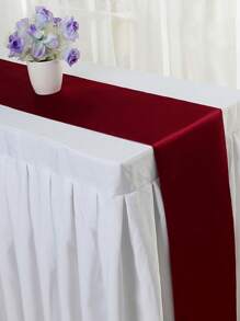 2pcs/5pcs/10pcs Wine Red Satin Table Runner, Suitable For Hotel Events, Birthday Parties, Silk Table Flags, Parties, Christmas, Wedding Decorations - Burgundy - View 4