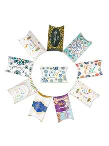 10/20/40 piezas Cajas de regalo con forma de almohada con estampado de luna y estrellas para fiesta festiva, fiesta de boda, decoración de fiesta