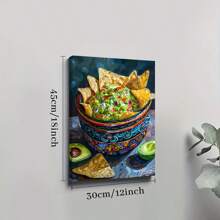 1 Pc Framed Colorful Guacamole And Chips Art, Mexican Restaurant Decor Wall Art Textured Canvas Poster Painting Wall Decor For Bedroom Living Room, Ready To Hang - Xám - Xem 8