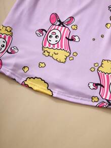2pcs/Set Cartoon Print Kids Girls Pajama Set - Purple - View 5
