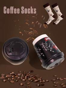 1 双咖啡、樱桃、冰淇淋卡通袜子，适合作为惊喜礼物、聚会礼物、节日礼物、女朋友礼物、情侣袜、男女通用中筒袜 - 米色 - 查看 3