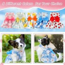 宠物用品小型犬花朵公主裙猫咪泰迪新款宠物衣服可爱狗裙子夏季薄款宠物配饰 - 藍色 - 查看 5