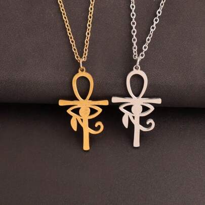 复古埃及太阳神之眼吊坠项链女式朋克不锈钢神话荷鲁斯护身符颈链复古派对珠宝